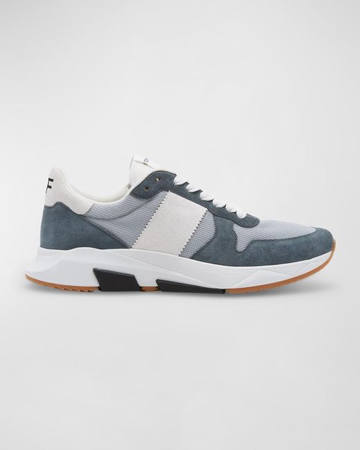 Tom Ford Blue Jagga Mesh And Suede Low-top Sneakers for men