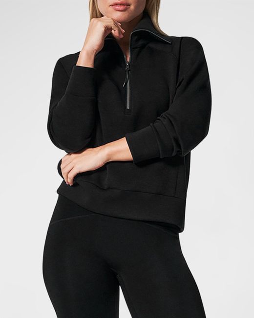 Spanx Black Airessentials Half-Zip Pullover Sweatshirt