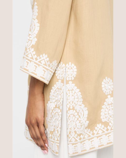 Figue Natural Wren Embroidered Linen Open Jacket