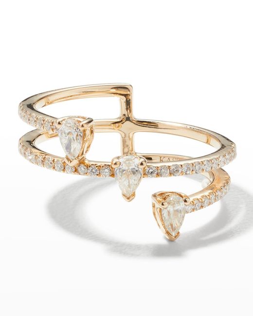 Kastel Jewelry Metallic 14K Asymmetrical 3-Drop Spiral Diamond Ring