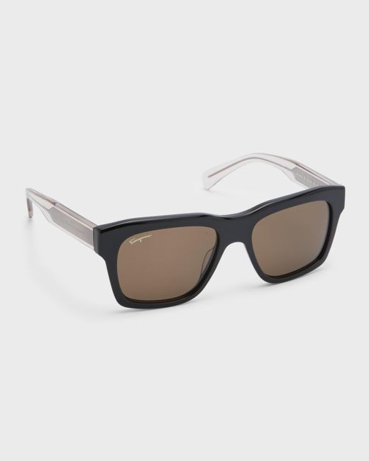 Ferragamo Black Gradient Temple Square Sunglasses for men