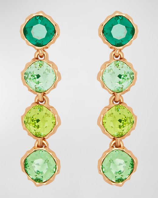 Oscar de la Renta Green Classic Crystal Strand Earrings