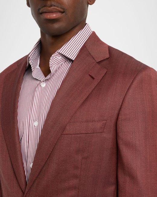 Brioni Red Apos;S Herringbone Single-Breasted Blazer for men