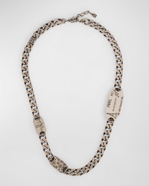Givenchy Metallic City Multi Silvery Chain Necklace for men