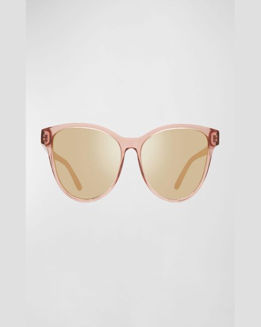 Revo White Daphne Oversized Acetate Cat-eye Sunglasses