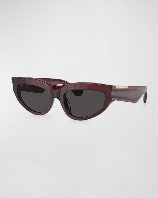 Burberry Brown Beveled Acetate & Plastic Cat-Eye Sunglasses