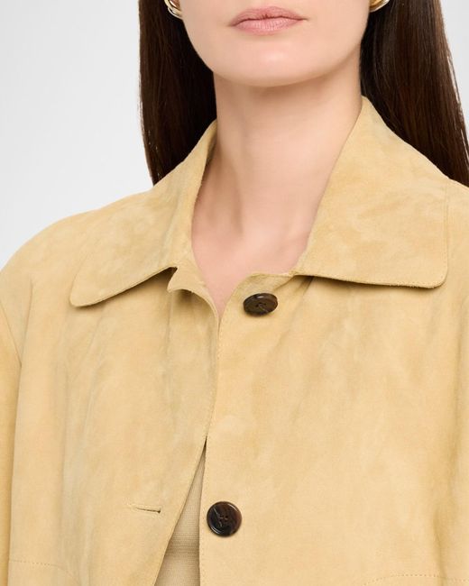 Arma Natural Emy Button-Down Goatskin Suede Jacket