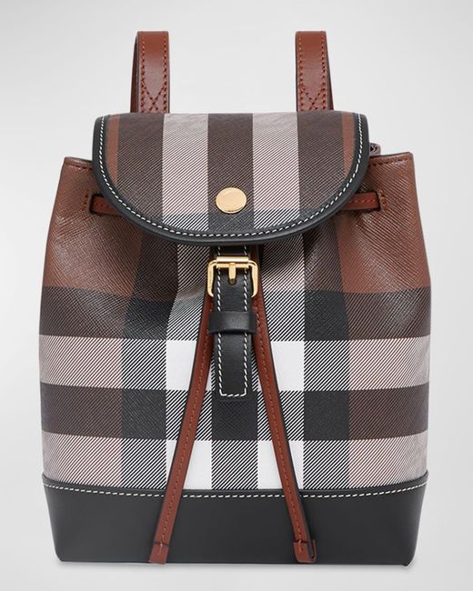Burberry Brown Micro Check Canvas & Leather Backpack