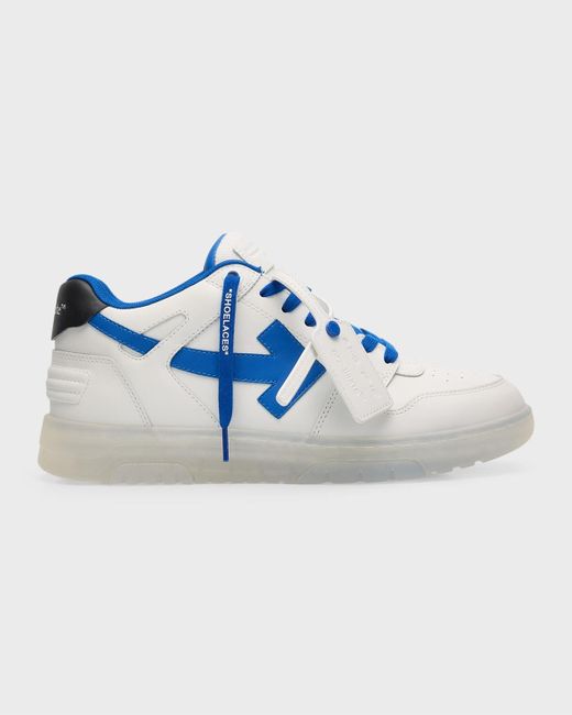 Off-White c/o Virgil Abloh Blue Out Of Office Clear-Sole Leather Low-Top Sneakers for men