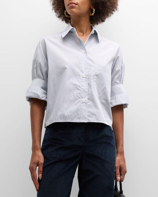 Twp White The Next Ex Cropped Cotton Button-front Shirt
