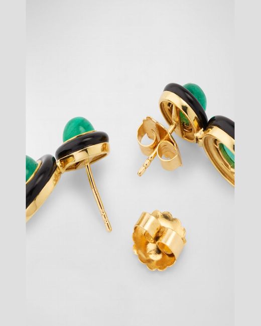 Goshwara Green 2-Row Round Earrings With Onyx And 18K