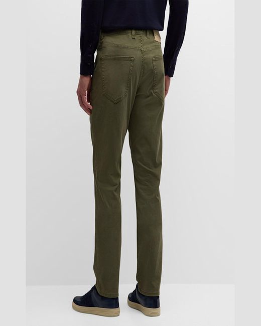 Boglioli Green Cotton-Silk 5-Pocket Pants for men