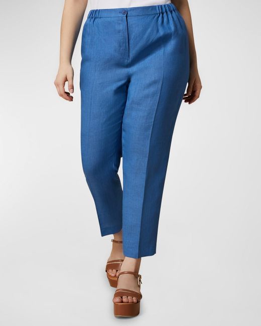 Marina Rinaldi Blue Plus Size Respiro Cropped Linen Trousers