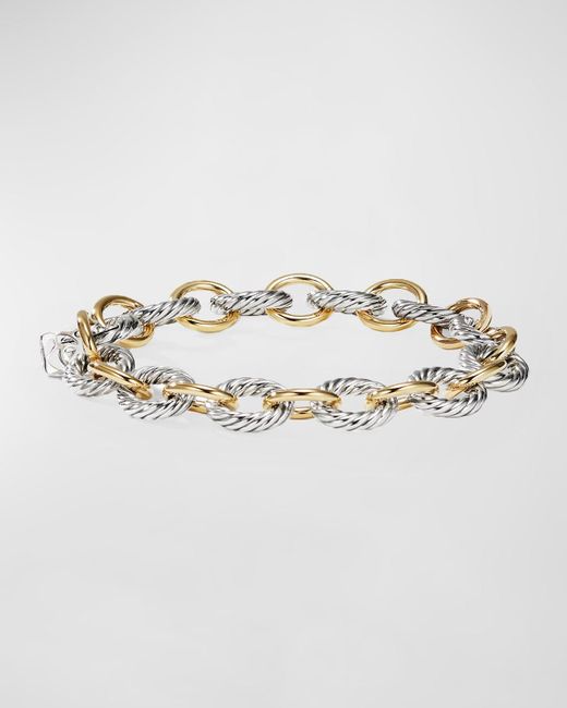 David Yurman Metallic Chain Oval Link Bracelet With 18k Gold And Silver, 10mm, 7.5"