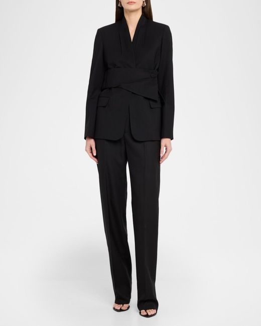 Twp Black After Five Collarless Wool Suiting Blazer