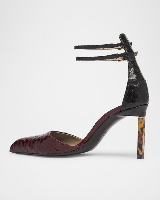 Tom Ford Multicolor Python Stamped Leather Double Ankle Strap Pumps