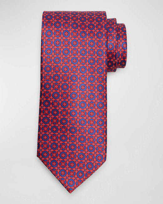 Stefano Ricci Purple Silk Medallion-Print Tie for men