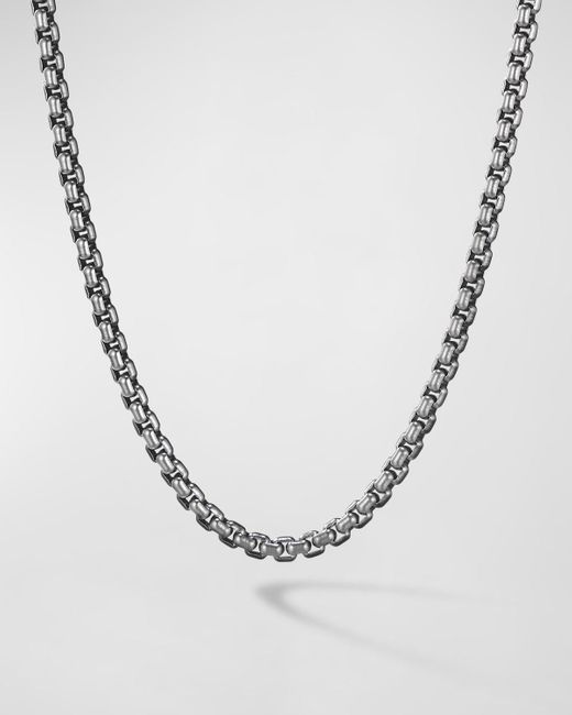 David Yurman Metallic Box Chain Necklace In Darkened Stainless Steel, 4mm, 26"l for men