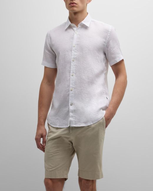 BOSS by HUGO BOSS Short-sleeve Linen Sport Shirt in Gray for Men | Lyst