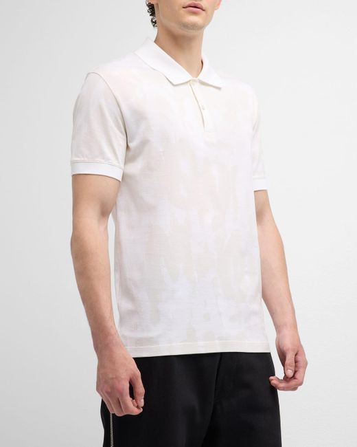 Alexander McQueen White Graffiti Jacquard Polo Shirt for men