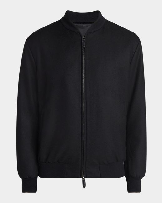Giorgio Armani Black Cashmere Full-Zip Bomber Jacket for men