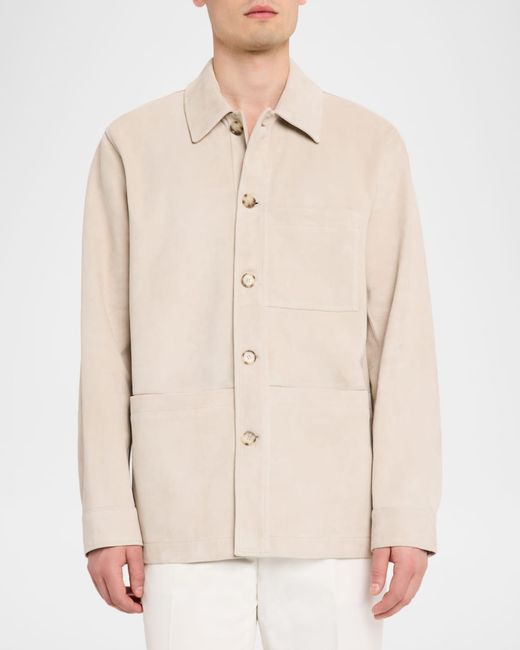 Vince Natural Apos;S Suede Patch-Pocket Shirt Jacket for men