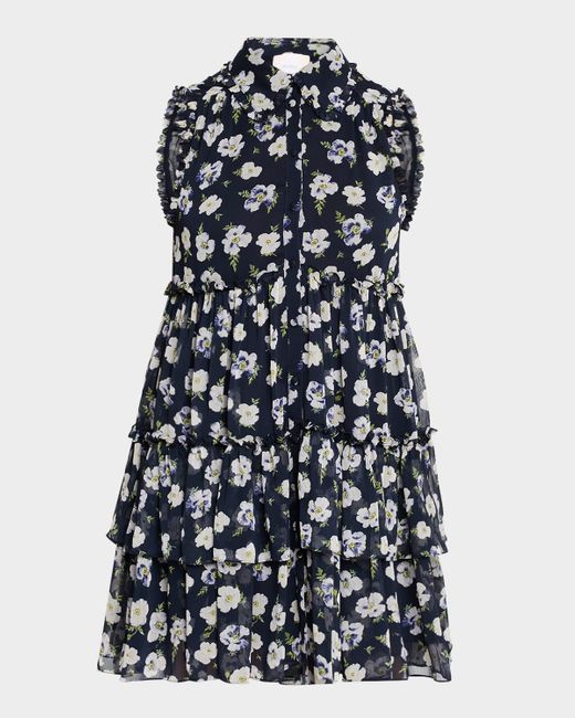Cinq À Sept Blue Becci Floral Sleeveless Mini Dress