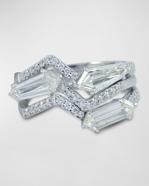 Kavant & Sharart Metallic 18k White Gold 3-row Diamond Ring