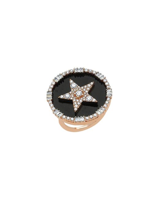 BeeGoddess Black Sirius Stat 14k Diamond Pave Ring, Size 7