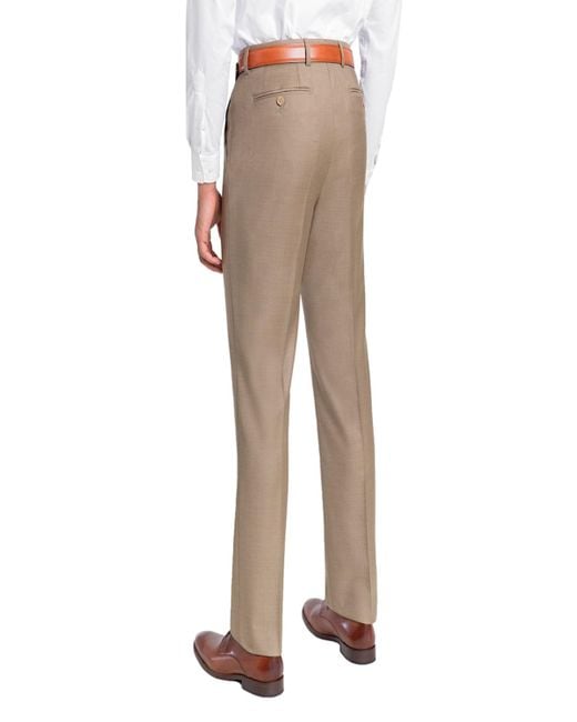 Santorelli Natural Loro Piana Wool Comfort Waistband Trousers for men