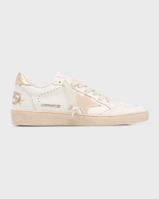 Golden Goose Deluxe Brand Natural Ball Star Metallic Leather Sneakers