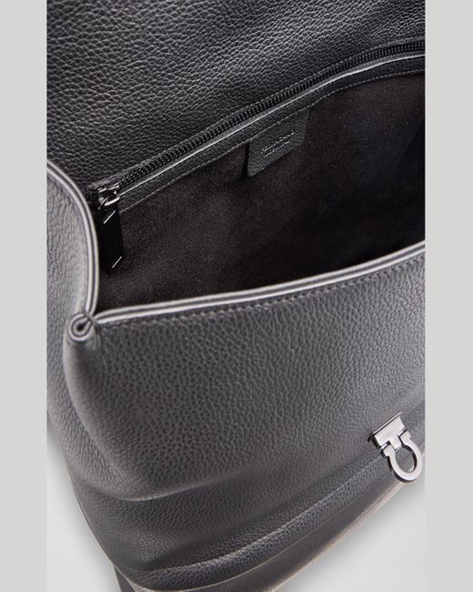Ferragamo Black Twins Calf Leather Backpack for men