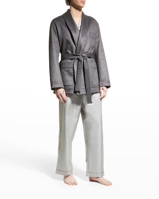 Ermenegildo Zegna Gray Wool-blend Short Robe for men