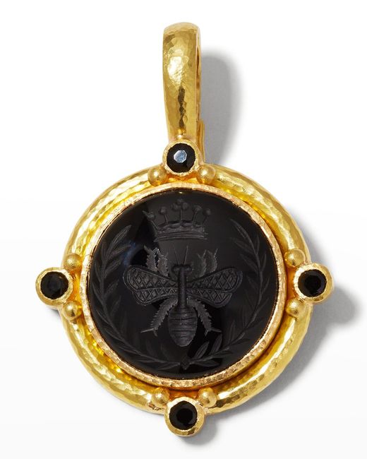 Elizabeth Locke Metallic 19k Queen Bee Carved Onyx Pendant
