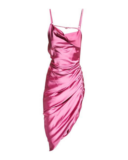 Jacquemus Pink Saudade Asymmetric Ruched Open-Back Mini Dress