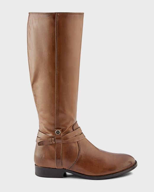Frye Brown Melissa Leather Belted Tall Riding Boots