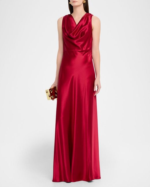 MILLY Red Elsa Satin Cowl