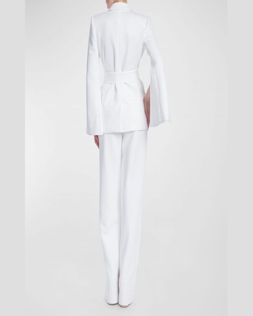 Badgley Mischka White Single-Button Split-Sleeve Scuba Jacket