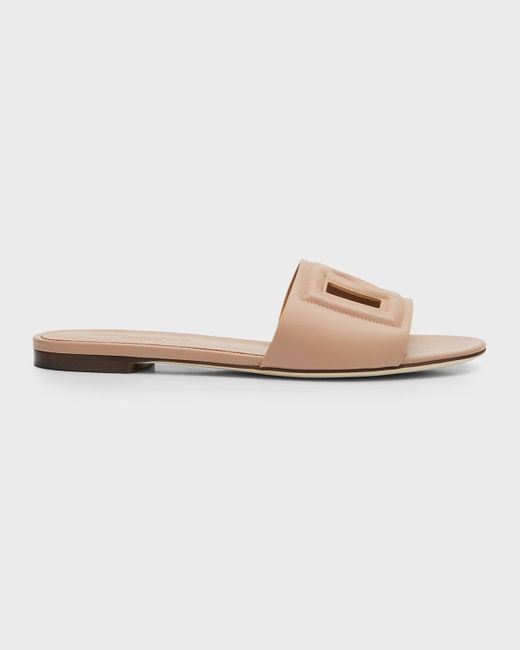 Dolce & Gabbana White Cutout Dg Flat Slide Sandals