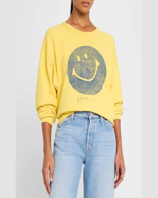 Mother Yellow The Drop Square Graphic Crewneck Sweatshirt