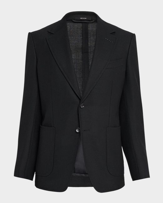 Tom Ford Black Wool Single-Breasted Blazer for men