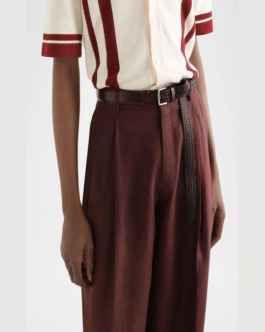 Dolce & Gabbana Red Double-Pleated Linen Pants for men