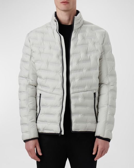 Bugatchi Gray Nylon Quilted Bomber Jacket for men