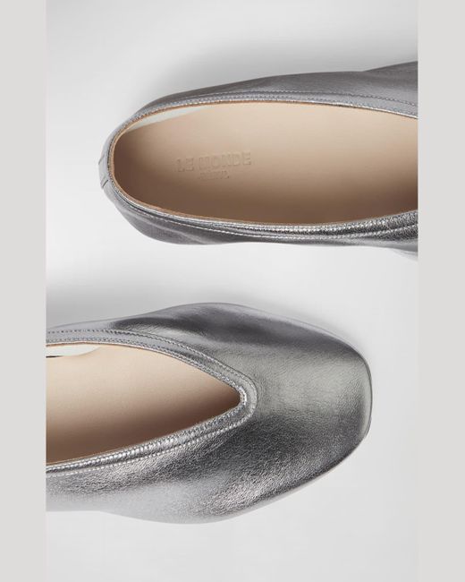 Le Monde Beryl Gray Luna Metallic Leather Ballerina Flats