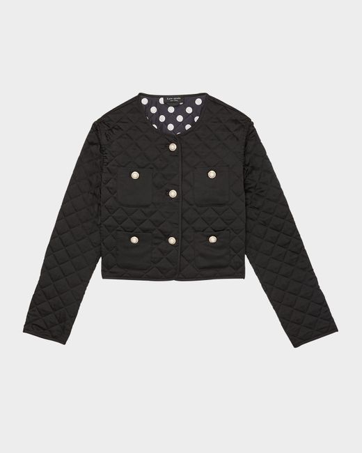 Kate Spade Black Quilted Pearly-Button Jacket