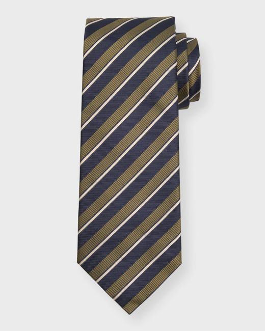 Isaia Gray Stripe Silk Tie for men