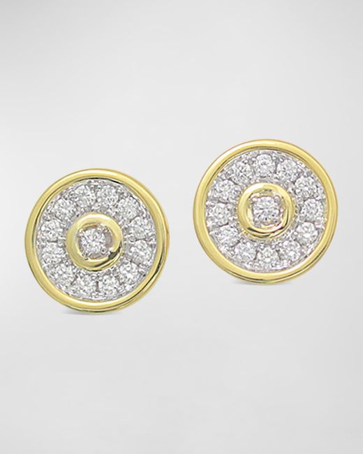 Frederic Sage White 18k Gold Firenze Spinning Diamond Disc Earrings