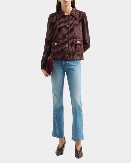 Misook Brown Graphic Textured Knit Jacket