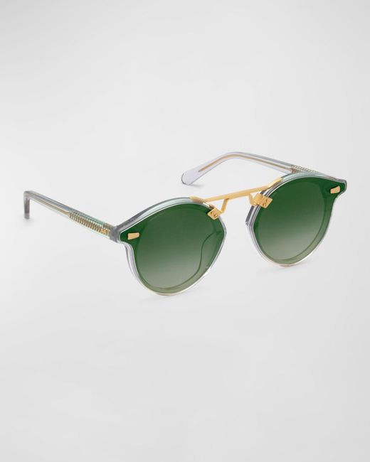 Krewe Green Stl Nylon Round Acetate & Metal Alloy Aviator Sunglasses