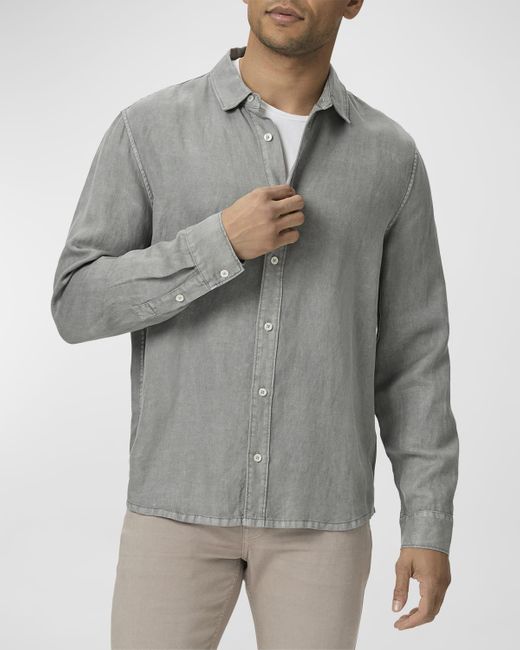PAIGE Gray Peters Linen-Lyocell Sport Shirt for men